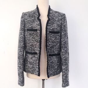 TH Tweed Black & White Collarless Blazer 4